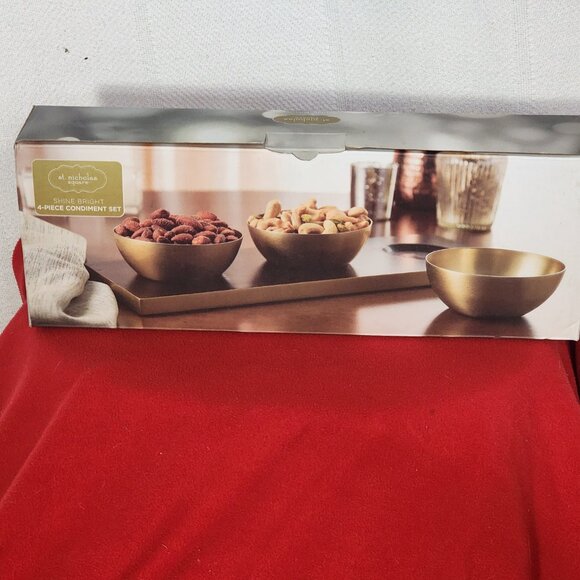 Kohl's St. Nicholas Square Shine Bright Old Gold 4-Piece Condiment Serving Set - Picture 2 of 16